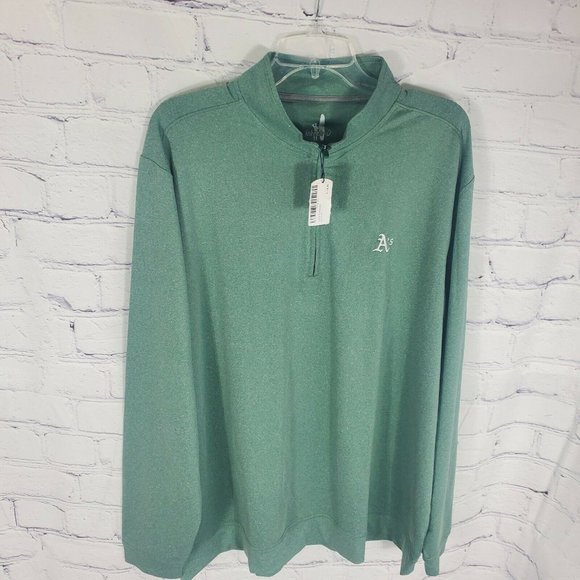 Johnnie O Men's Size XXL Green Oakland Athletic Flex Melange Quarter Zip Jacket - Picture 3 of 11